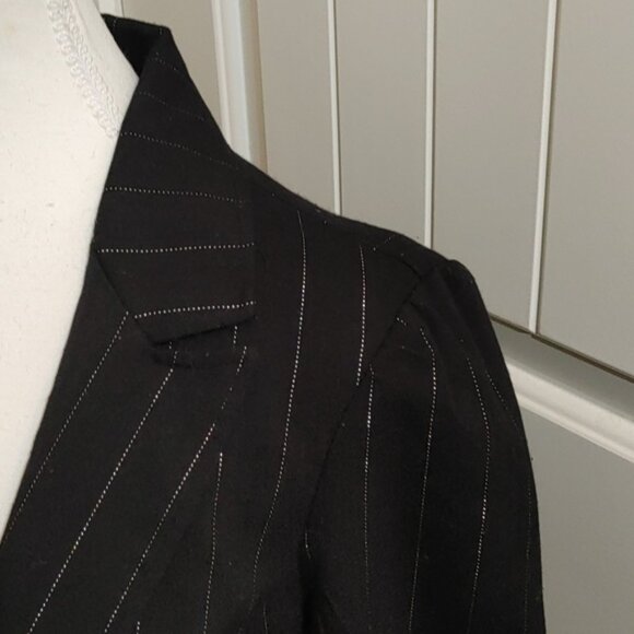 GUESS Jeans black long sleeves blazer with jacket silver threads size M - Picture 2 of 8